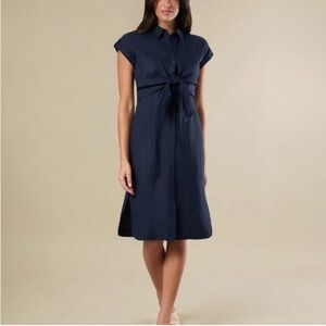 Rachel Parcell 100% Linen Navy Midi Dress Sz XS.